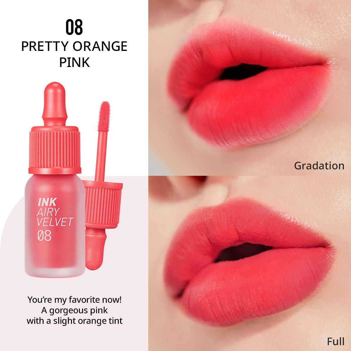 Peripera - Ink Airy Velvet #008 Pretty Orange Pink
